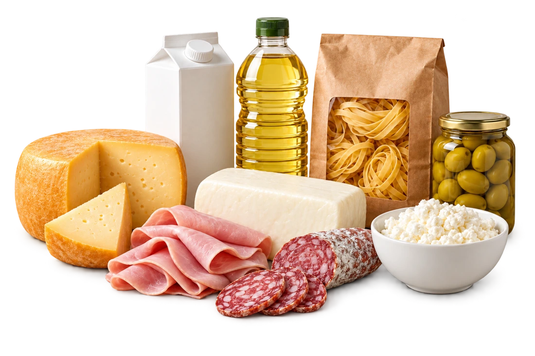 Imagen ilustrativa de lácteos, quesos, fiambres y productos de almacén
